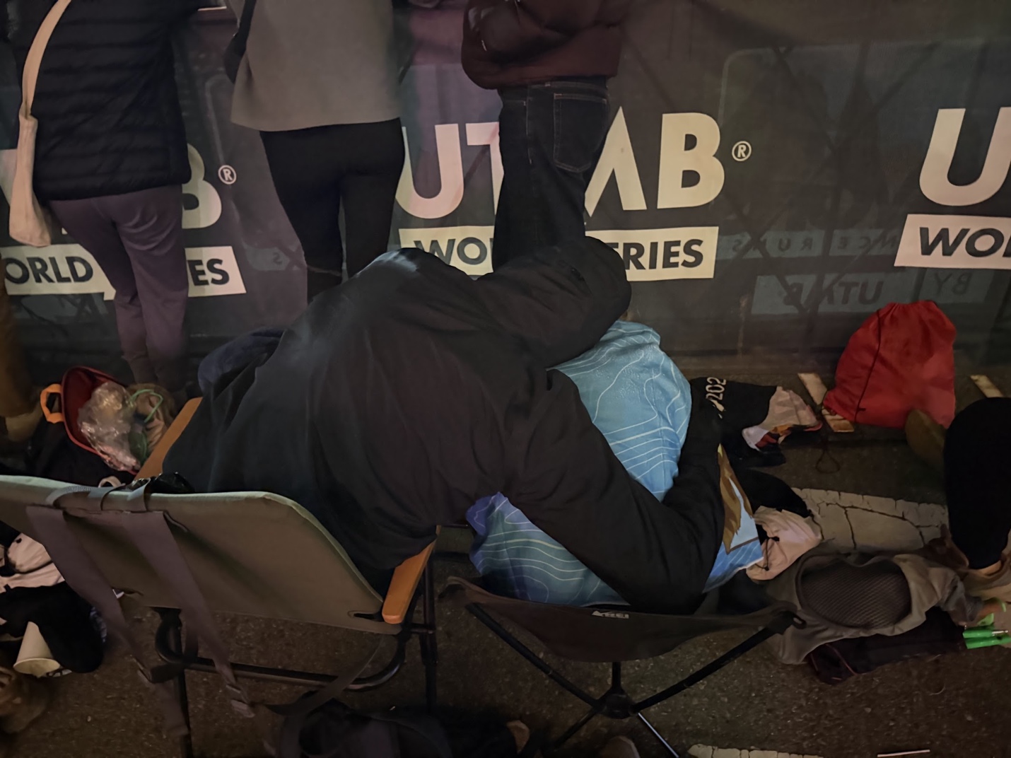 Max and Goober napping while waiting for others to finish